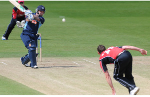 An RAF batsman faces an Army bowler during the Inter Services Twenty20 Cricket Tournament