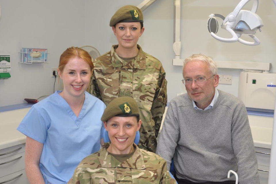 From left: Hannah Clark, Private Kim Bennington, Private Angela Benson (seated) and Doctor William Innes 