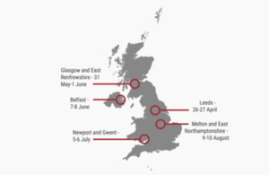 Map of the UK showing the LPC's visits for 2017