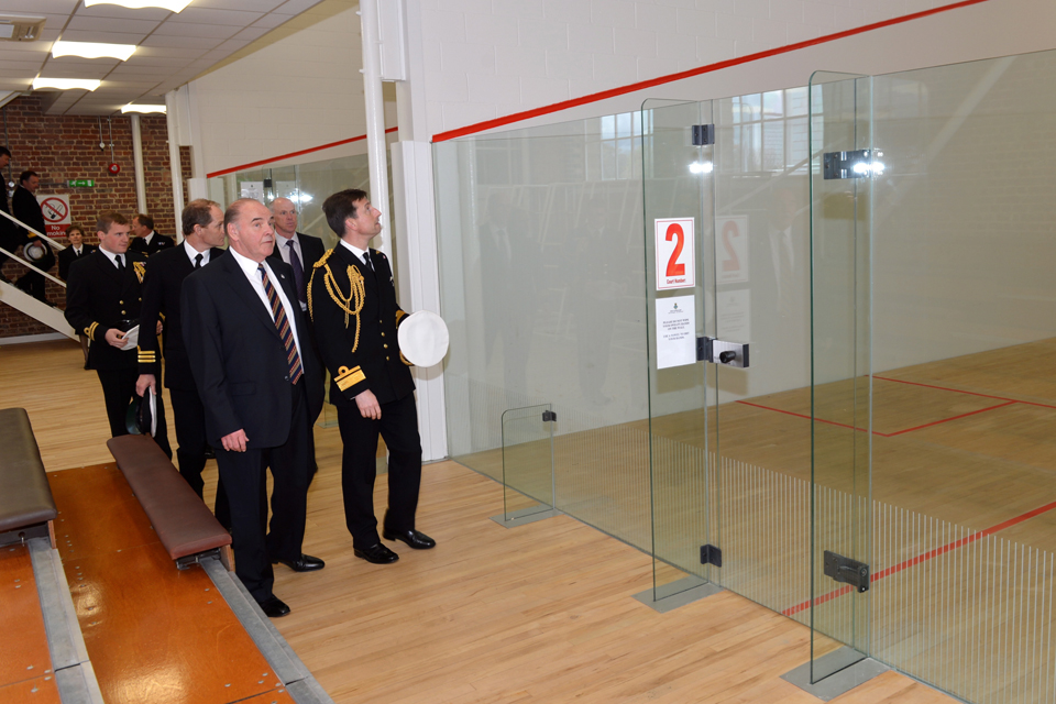 Rear Admiral Matt Parr views the new squash courts