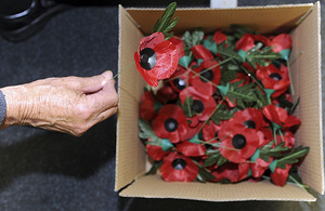 Silk poppies made and boxed at the Poppy Factory in Richmond-upon-Thames