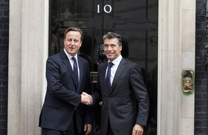 Prime Minister David Cameron and NATO Secretary General Anders Fogh Rasmussen outside 10 Downing Street.