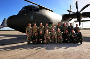 RAF and Philippines Air Force colleagues in front of the RAF C-130 Hercules [Picture: Corporal Jake Sims, Crown copyright]