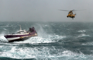 RAF Sea King search and rescue helicopter approaches French fishing vessel 'Alf' [Picture: Crown copyright]