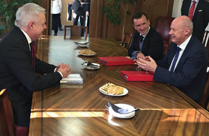 First Secretary of State Damian Green meets Welsh Secretary Alun Cairns and First Minister Carwyn Jones