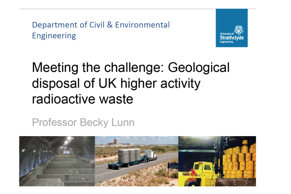 CoRWM member, Professor Rebecca Lunn lectures at the Geological Society