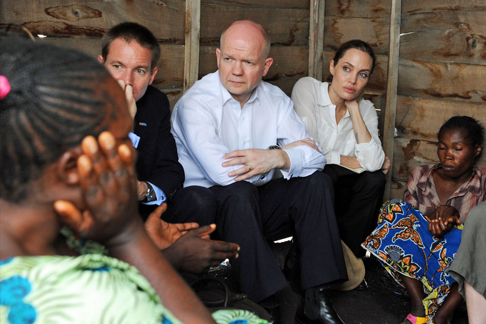 William Hague and Angelina Jolie visit Nzolo IDP camp