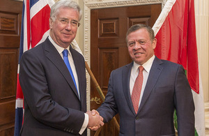 Defence Secretary Sir Michael Fallon has praised the crucial role Jordan plays in the fight against Daesh, following a meeting today with His Majesty King Abdullah II. Crown Copyright