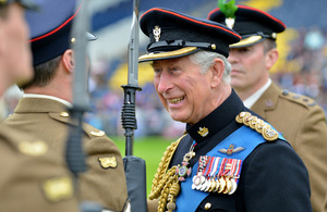 Prince Charles shares a joke with a soldier of the Mercian Regiment [Picture: Corporal Steve Blake, Crown copyright]