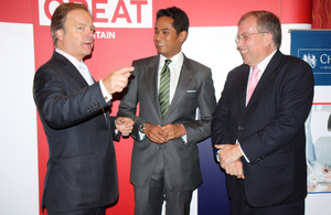 (left to right) British Foreign Minister Hugo Swire,Malaysian Youth & Sports Minister Khairy Jamaluddin and British High Commissioner to Malaysia Simon Featherstone at the UK-Malaysia Alumni launch