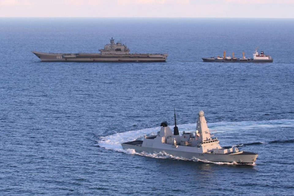 Destroyer meets Russian task force along UK coastline