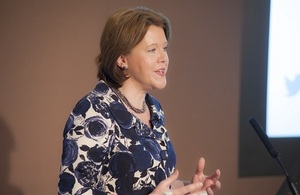 Maria Miller at a conference marking the first anniversary of Women's Empowerment Principles in UK