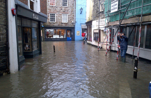 Flooding at Fowey Albert Quay, Cornwall