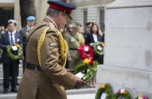 Commander of Joint Forces Command General Sir Chris Deverell laid a wreath at the Cenotaph. Crown Copyright.