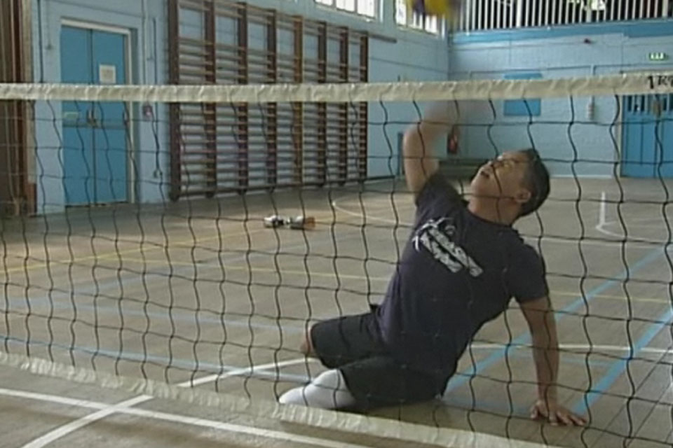 Lance Corporal Netra Rana competes in the men's sitting volleyball team for London 2012  