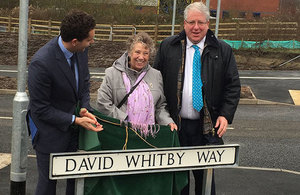 Patrick McLoughlin with aide and David Whitby's sister.