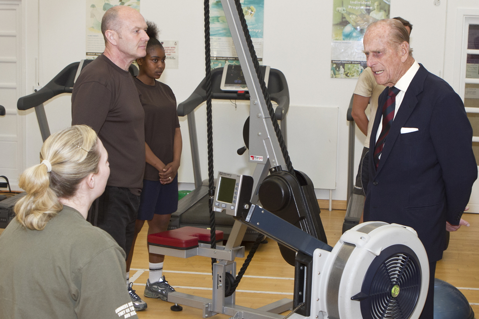 His Royal Highness The Duke of Edinburgh meeting staff and patients