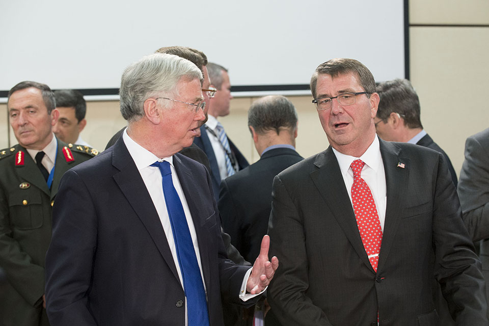 Defence Secretary Michael Fallon with US Defence Secretary Ash Carter