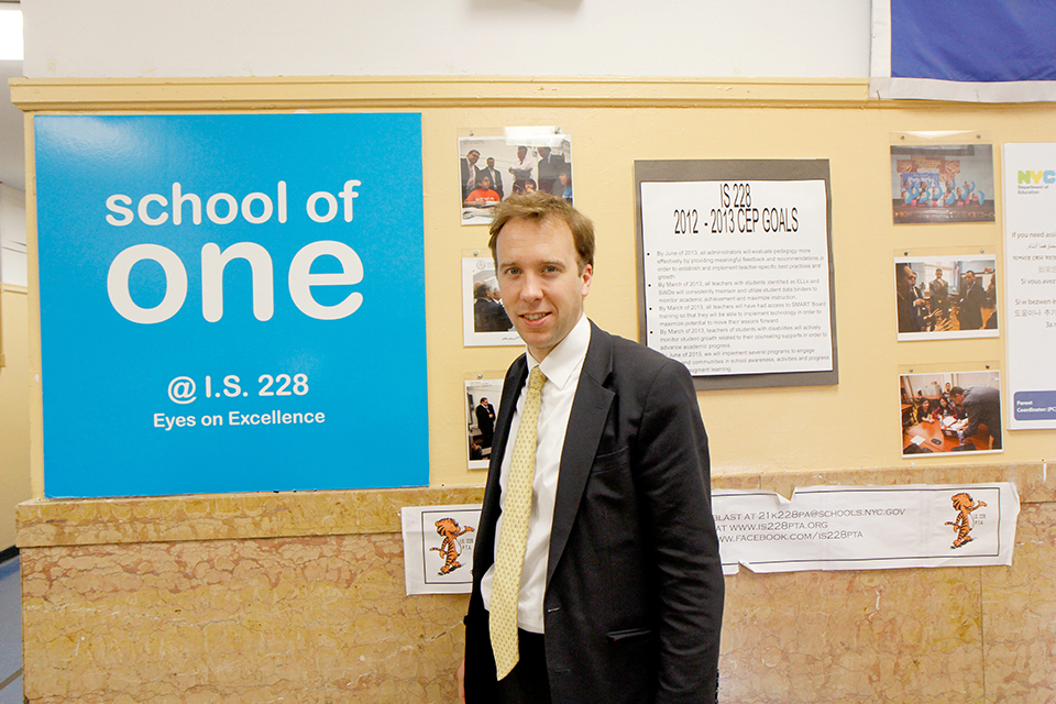 Matthew Hancock MP visits a school in Brooklyn to see the School of One programme in action.