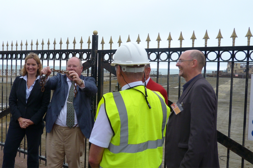 Local MP Amber Rudd, Eric Pickles, Simon Opie Chief Executive of Hastings Pier Charity, and others.