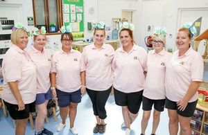 Staff celebrate the opening of nursery in Akrotiri. Crown Copyright, 2017. All rights reserved.