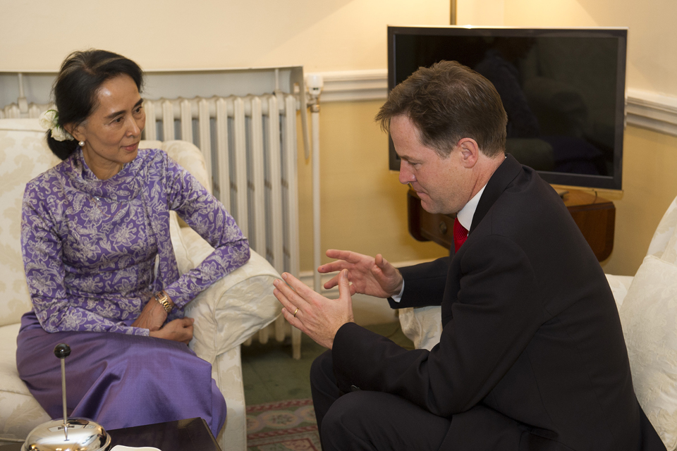 Daw Aung San Suu Kyi and Deputy Prime Minister Nick Clegg