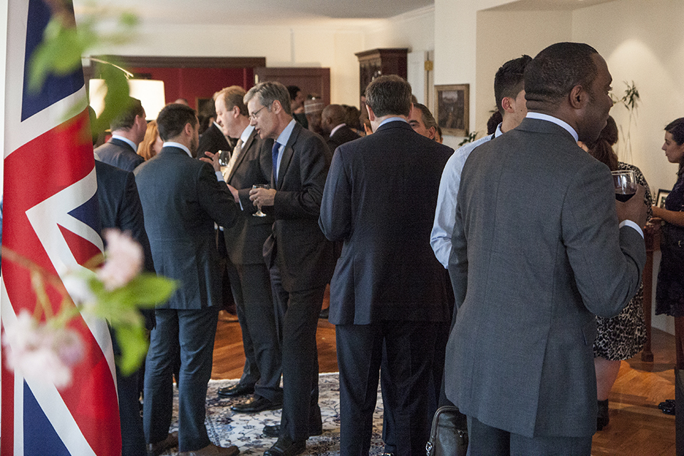 Guests network at the British residence.