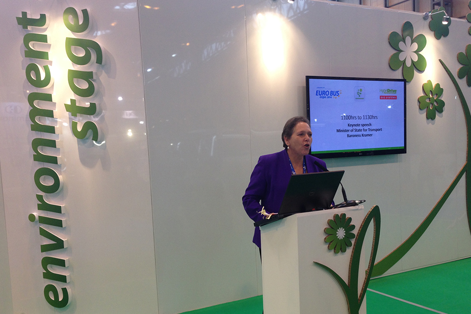 Baroness Kramer speaking at the Euro Bus Expo 2014.