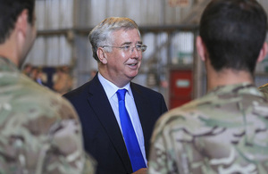 Defence Secretary Michael Fallon meeting British service personnel at RAF Akrotiri in Cyprus [Picture: Corporal Neil Bryden RAF, Crown copyright]