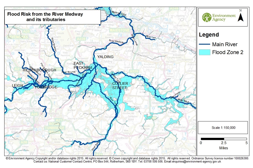 Flood risk from the River Medway and its tributaries.