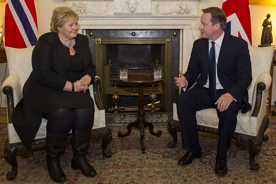 David Cameron meets Norwegian Prime Minister Erna Solberg