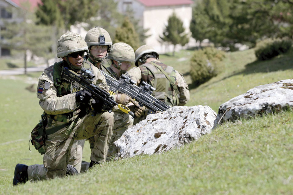 Soldiers close in on their objective