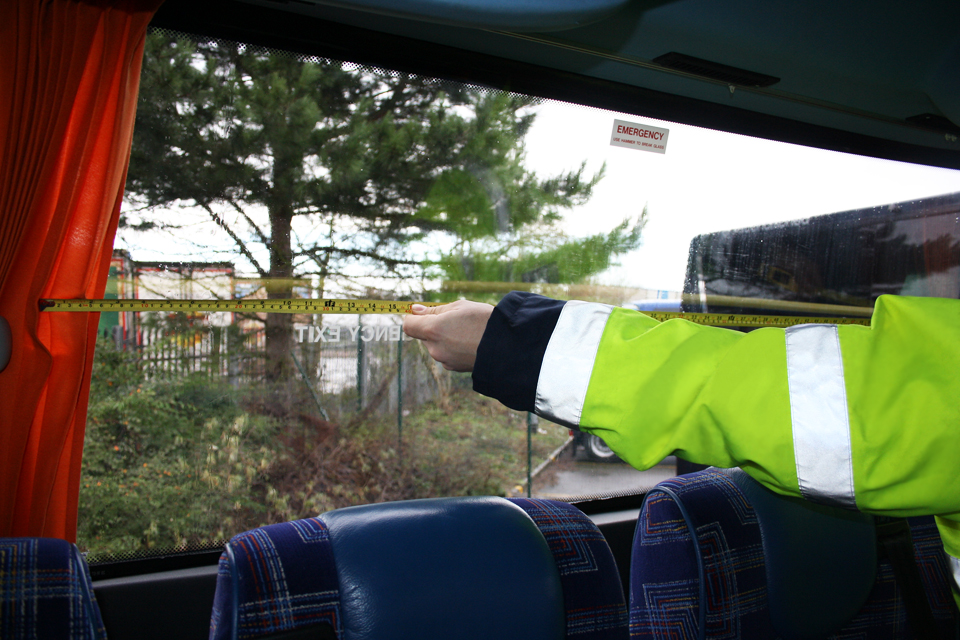 DVSA will measure the size of the emergency window.