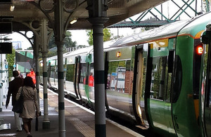 Southern rail train and passengers.