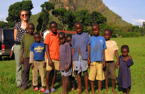 MOD civilian Hannah Winfield with Ugandan children