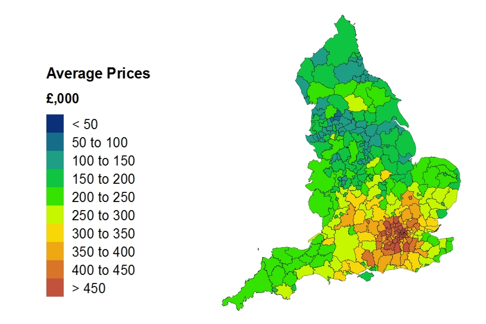 Average price by local authority for England