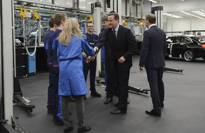 Prime Minister meeting staff at Munich BMW plant.