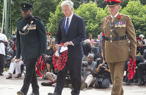 Sir Michael Fallon at the unveiling of the memorial in Brixton today