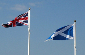 United Kingdom and Scottish flags