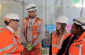 John Hayes MP visits Crossrail Liverpool Street site and meets apprentices.