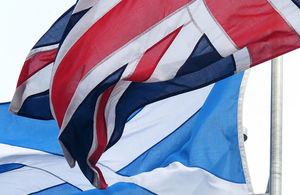 The Scottish saltire flag and the Union Jack.