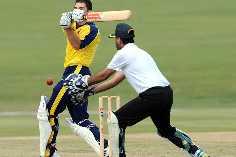 Indian and British soldiers play cricket on Salisbury Plain