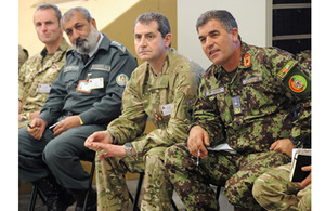 Brigadier General Sherin Shah (far right) of the Afghan National Army with members of 4th Mechanized Brigade