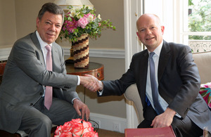 Foreign Secretary William Hague meeting President Juan Manuel Santos of Colombia in London, 6 June 2013
