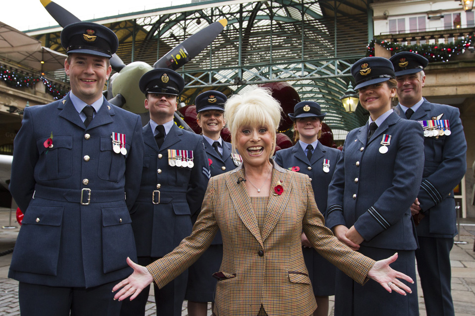 RAF personnel with Barbara Windsor