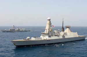 HMS Dragon (foreground) with HMS Monmouth in the background [Picture: Leading Airman (Photographer) Dave Jenkins, Crown copyright]