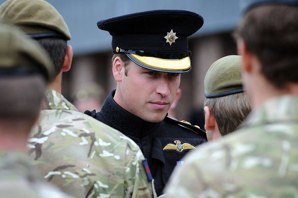 Prince William meets soldiers of the Irish Guards at Victoria Barracks in Windsor