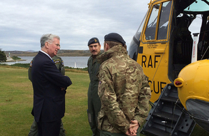 Defence Secretary Michael Fallon has visited the Falkland Islands to discuss new opportunities for the Islands and to pay his respects to those who fell in the 1982 conflict. Crown Copyright.