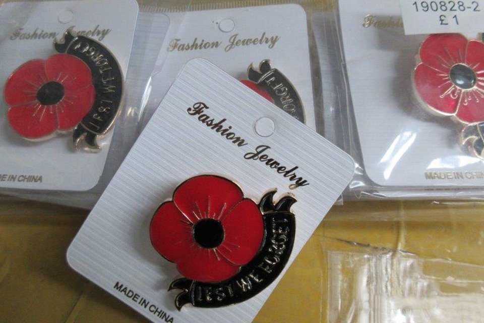 Fake remembrance merchandise seized by Border Force