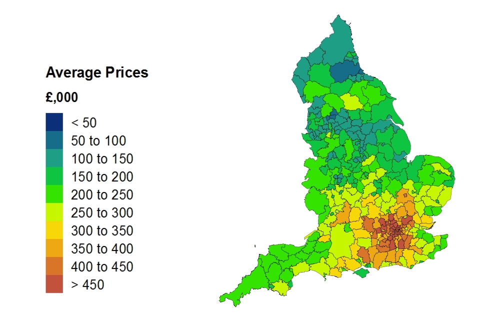 Average price by local authority for England